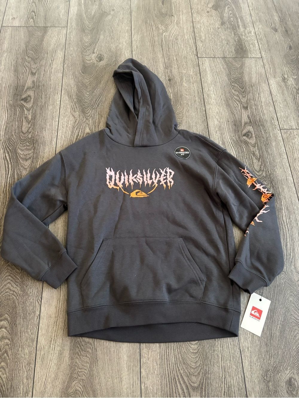 Quiksilver boys  gray Hoodie with Flame Logo